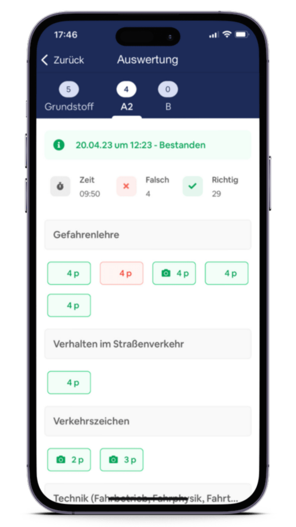 Meine Vorprüfungen Ergebnis Mockup