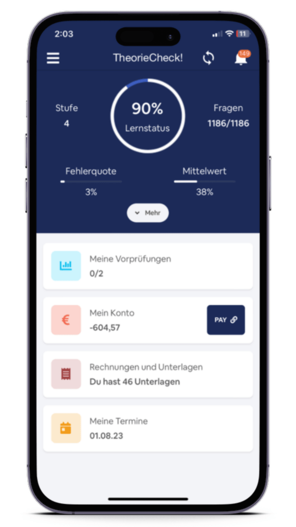 Homescreen für PayLink Mockup